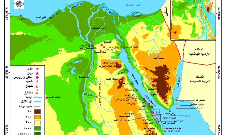 خريطة مصر بالالوان